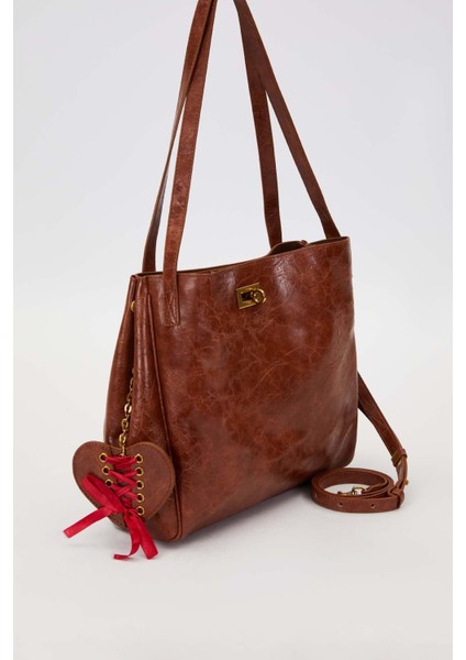 Koyu Kahve Örgü Aksesuar Detaylı Omuz Çantası fiyatları