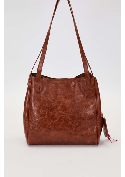 Koyu Kahve Örgü Aksesuar Detaylı Omuz Çantası fırsatları