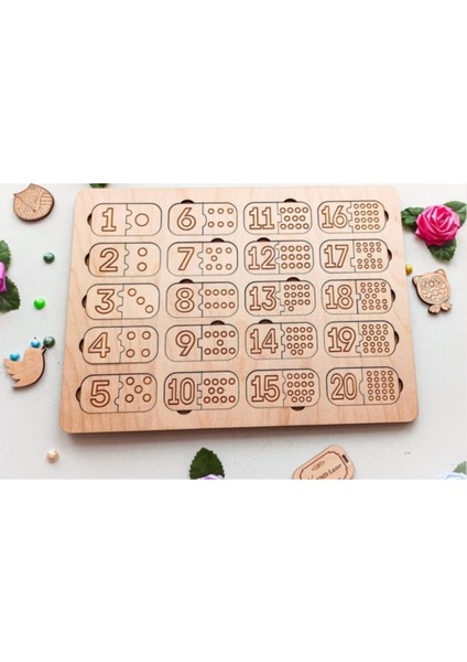 Ahşap Sayılar ve Eşleştirme Seti, Doğal ve Eğlenceli Öğrenme Oyunu
