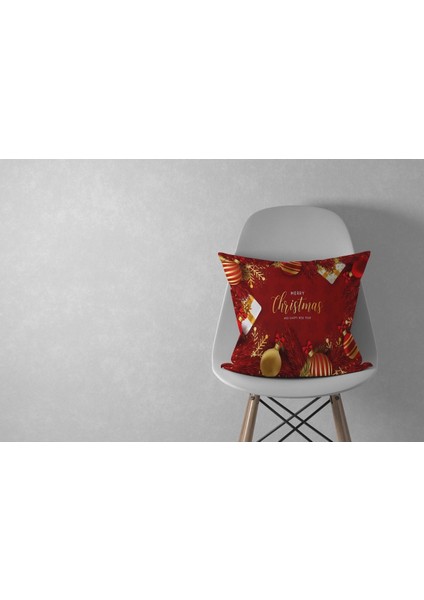 Yılbaşı Temalı Kırmızı Kırlent Kılıfı 43X43, Şık ve Sıcak Hediye Seçeneği fiyatları