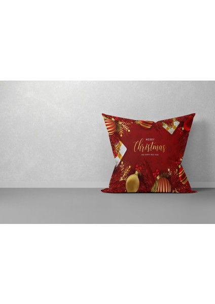 Yılbaşı Temalı Kırmızı Kırlent Kılıfı 43X43, Şık ve Sıcak Hediye Seçeneği modelleri