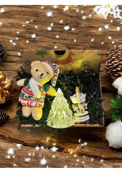 Yılbaşı Temalı Anahtarlık, Kristal Çam Ağacı Lamba ve Atlı Karınca Süsleri