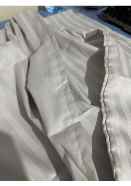 Otel Konsept Çizgili % 100 Pamuk Saten Gri Renk 2 'li Yastık Kılıfı modelleri