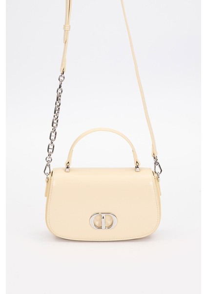 Sarı Aksesuar Kapaklı Omuz Çantası