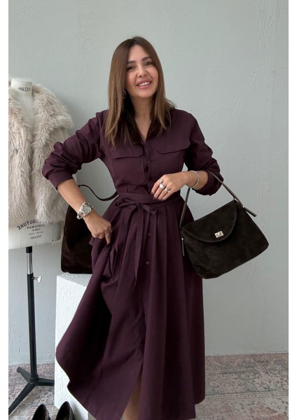 Vişne Çürüğü Cep Detaylı Elbise modelleri