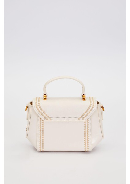 Krem Kenar Desenli Dikişli El Çantası fiyatları