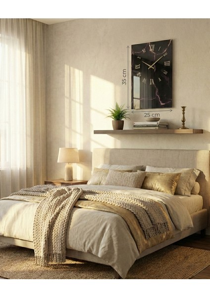 Siyah Mermer Tasarımlı Duvar Saati - Sessiz Mekanizmalı Özel Tasarım - Roma Rakamlı Quartz fiyatları