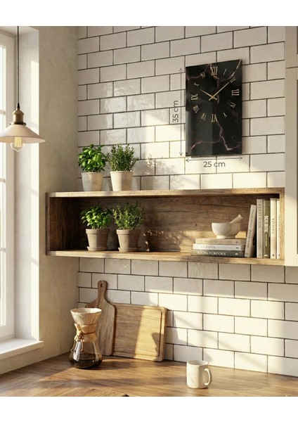 Siyah Mermer Tasarımlı Duvar Saati - Sessiz Mekanizmalı Özel Tasarım - Roma Rakamlı Quartz fırsatları