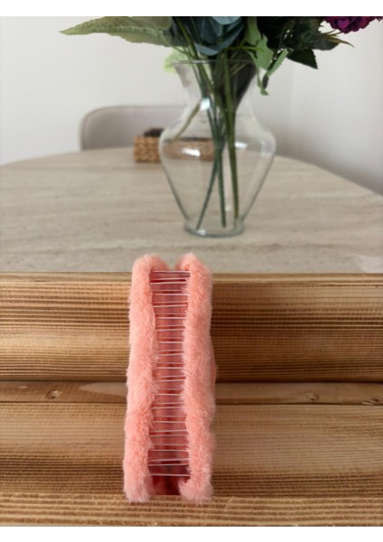 Peluş Kürk Mandallı Toka Mercan Rengi Büyük modelleri