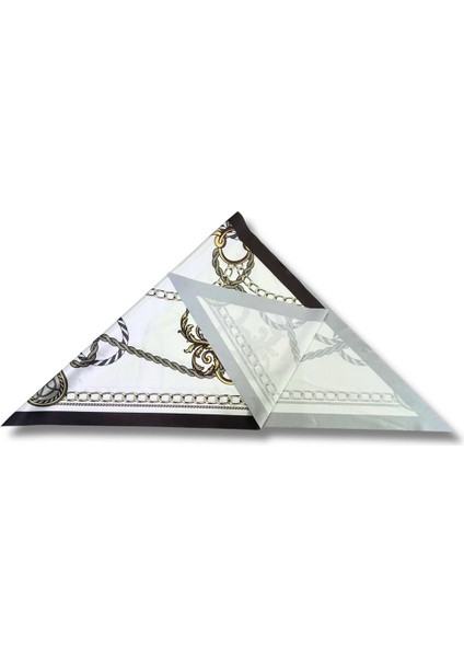 Zincir Desenli Kahverengi Üçgen Fular Bandana Estacraft - 100X45 cm modelleri