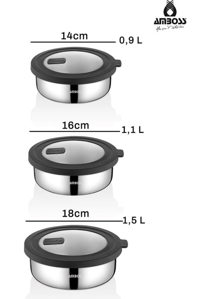 Nova 6 Parça Paslanmaz Çelik Saklama Kabı 14-16-18 cm indirimleri