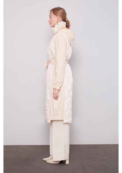 Bej Kaşe Detaylı Kapitone Mont fiyatları