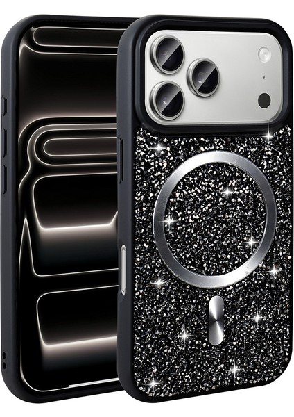 iPhone Uyumlu 17 Pro Max Kılıf Pırlanta Tasarımlı M-Safe Şarj Özellikli Zore Mozaik Silikon Kapak fırsatları