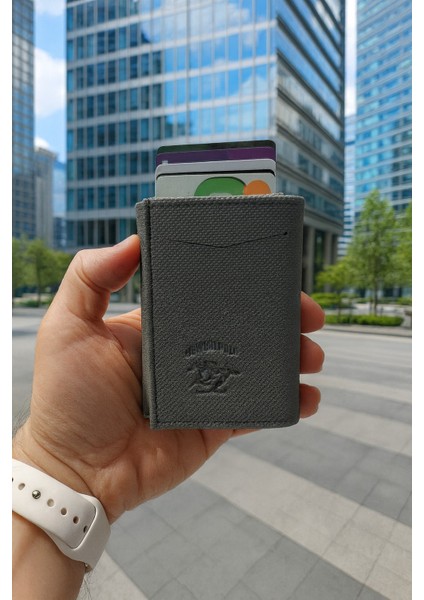 Rfid Özellikli Patlı Mekanizmalı Cüzdan Kartlık -Dokulu Suni Deri