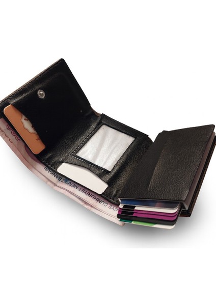 Rfid Özellikli Patlı Mekanizmalı Cüzdan Kartlık -Dokulu Suni Deri fiyatları