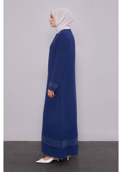 Lacivert Etek Ucu Katlı Ferace fırsatları