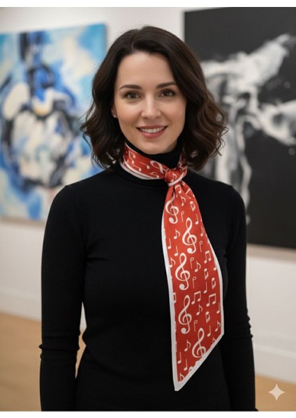 Melodik Kırmızı Estascarf Kravat / Eşarp / Fular 85 x 23CM