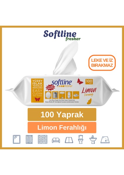 Softline Easy Clean Limonlu Islak Mendil Yüzey Temizlik Havlusu & Mendili 9'lu Paket (9X100 Yaprak) fiyatları