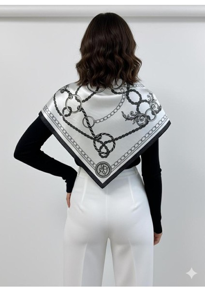 Zincir Desenli Siyah Üçgen Fular Bandana Estacraft - 100X45 cm fiyatları