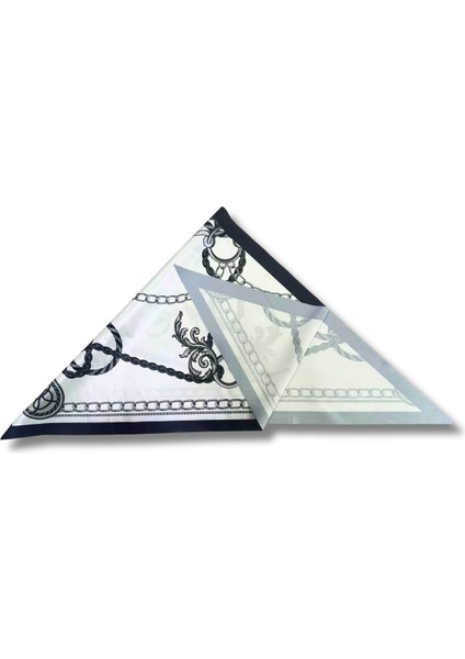 Zincir Desenli Siyah Üçgen Fular Bandana Estacraft - 100X45 cm modelleri