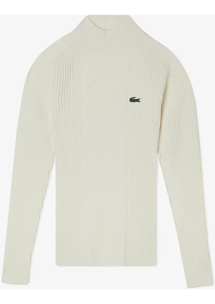 Kadın Slim Fit Dik Yaka Beyaz Kazak modelleri