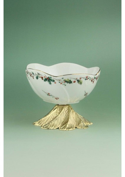 Christmas Metal Ayaklı Porselen Kase