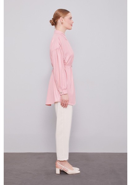 Pudra Omuz Büzgü Detaylı Gömlek modelleri