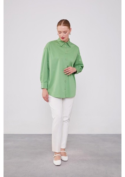 Yeşil Düğme Detaylı Gömlek fiyatları