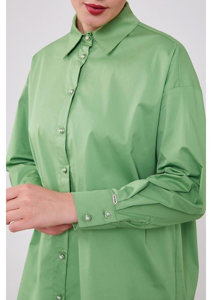 Yeşil Düğme Detaylı Gömlek indirimleri