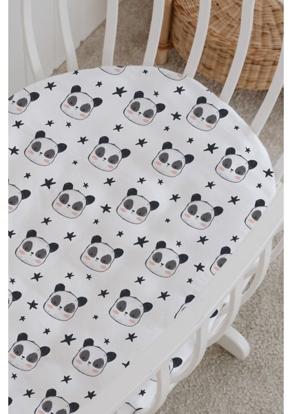 %100 Pamuklu Poplin Anne Yanı Beşik Nevresim Seti - Sevimli Panda modelleri