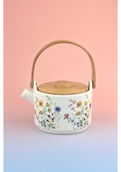 Flower Bambu Kapaklı Mini Porselen Demlik fiyatları