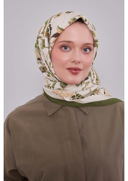 Yeşil Çiçek Yaprak Desen Aura Eşarp modelleri