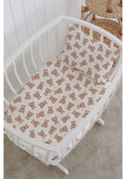 %100 Pamuklu Poplin Anne Yanı Beşik Nevresim Seti - Sevimli Kış Ayıları fiyatları