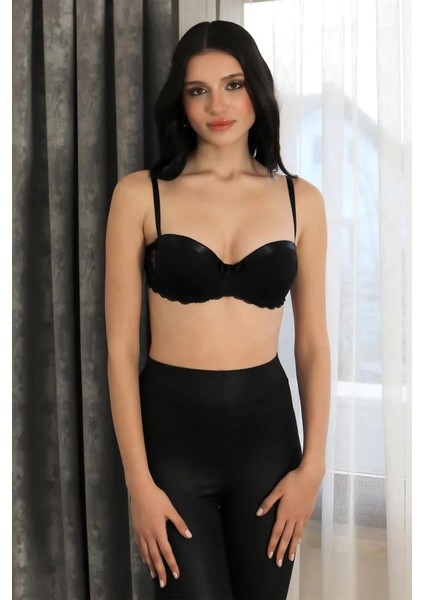 Kadın Yarım Destekli Balenli Straplez Sütyen Siyah modelleri