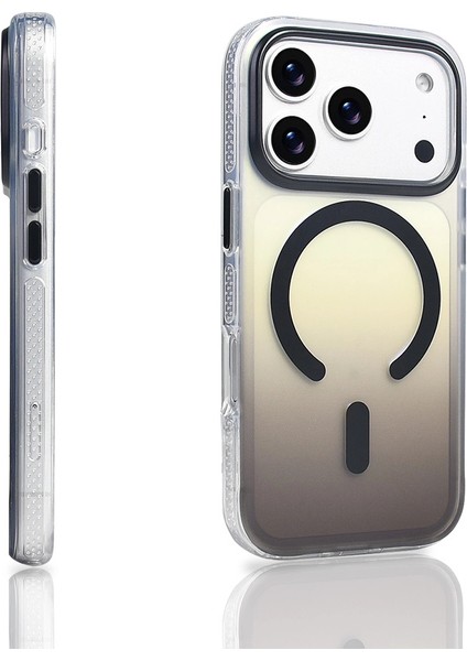 iPhone Uyumlu 17 Pro Kılıf M-Safe Şarj Özellikli Transparan Renk Geçişli Zore Toros Kapak modelleri