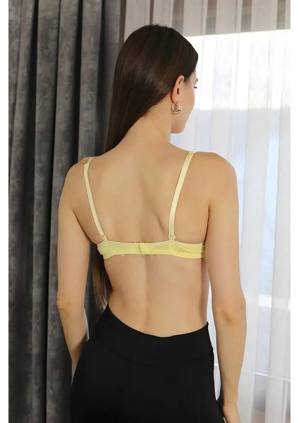 Kadın Destekli Balenli Taş Detaylı Sütyen Sarı indirimleri