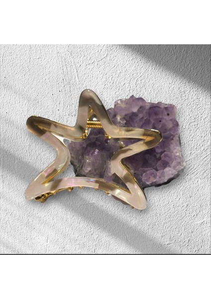 Sedefli Yıldız Kemik Metal Mandal Toka ( BC-1167 )