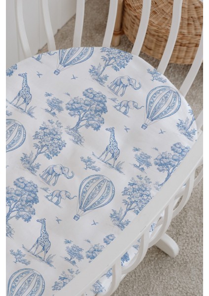 %100 Pamuklu Poplin Anne Yanı Beşik Nevresim Seti - Blue Balloon Safari modelleri