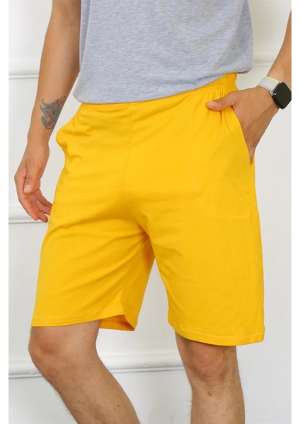 Erkek Pamuk Sarı Şort