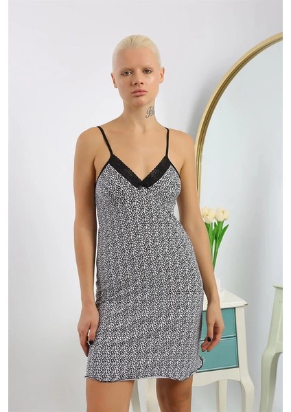 Kadın Penye Desenli Ip Askılı Gecelik fiyatları