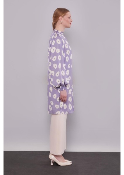 Lila Yuvarlak Desenli Tunik modelleri