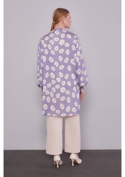 Lila Yuvarlak Desenli Tunik fırsatları