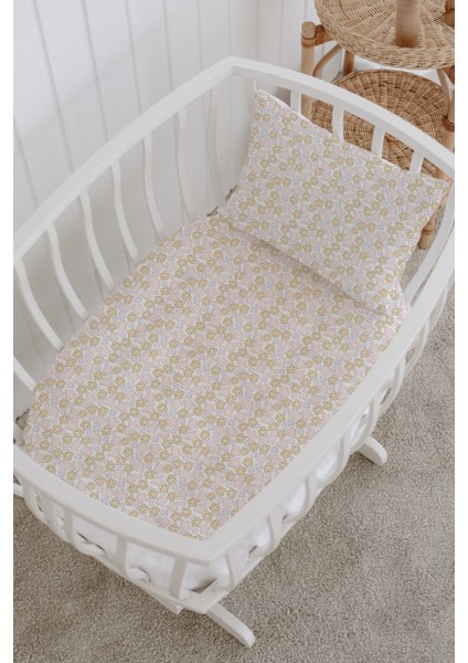 %100 Pamuklu Poplin Anne Yanı Beşik Nevresim Seti - Minik Çiçekler fiyatları
