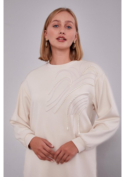 Krem Inci Detaylı Sweatshirt fiyatları
