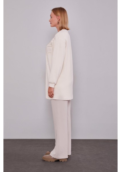 Krem Inci Detaylı Sweatshirt modelleri