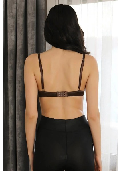 Kadın Destekli Balenli Taş Detaylı Sütyen Kahve modelleri