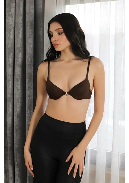 Kadın Destekli Balenli Taş Detaylı Sütyen Kahve indirimleri