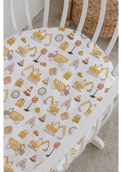 %100 Pamuklu Poplin Anne Yanı Beşik Nevresim Seti - Sevimli Iş Makineleri modelleri