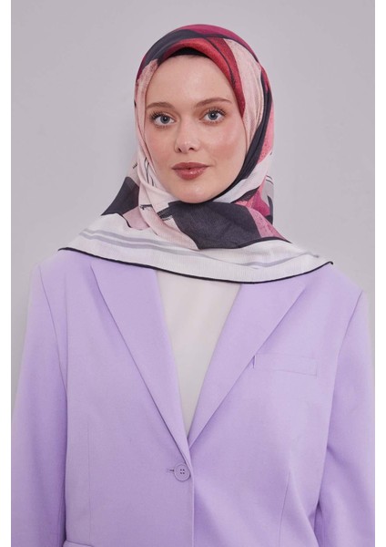 Ekru Soyut Desen Pamuk Eşarp modelleri