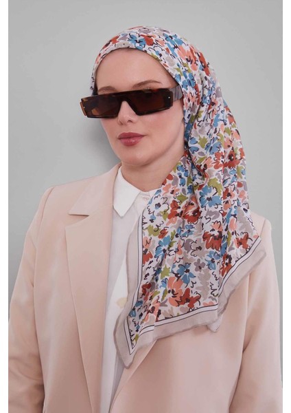 Krem Karışık Çiçek Desen Soft Eşarp fiyatları